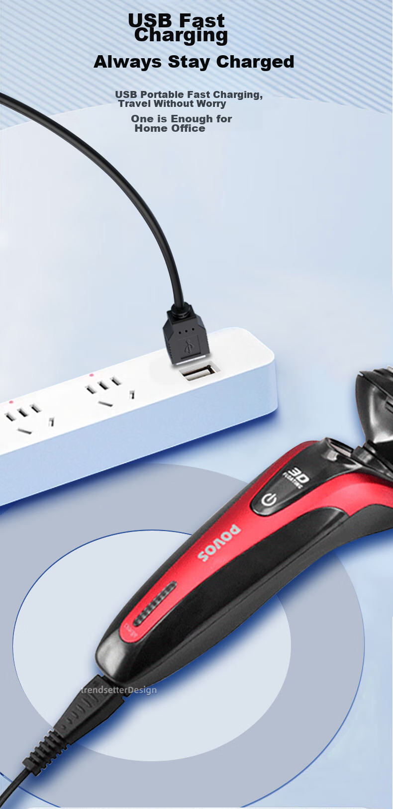Chaofan Compatible with Pentium Shaver Charging Cable, Charger, POVOS Electric Razor, PS6108/6302/PQ9600 PW830/926/936/9206, Beard Trimmer Accessories 3