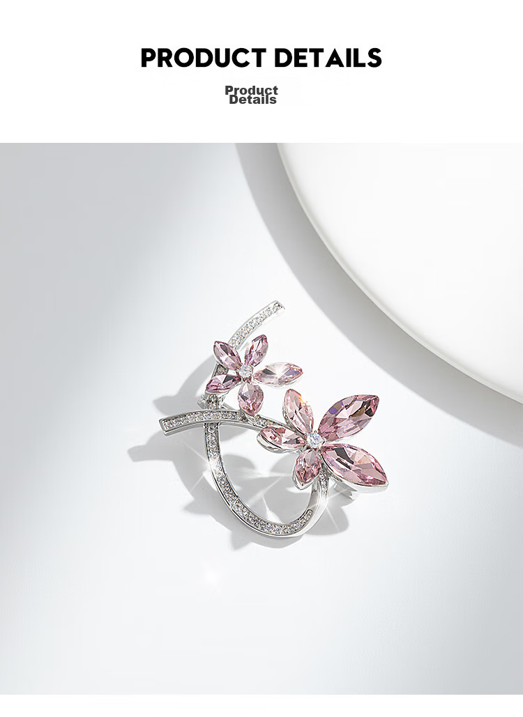 Qlady Floral Brooch High-End Women's Elegant Pin Fixed Clothes Scarf Knit Accessory Birthday Gift 3