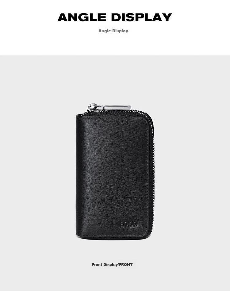 POLO Leather Key Case for Men, Top-Grain Cowhide Card Holder, Multifunctional Storage Pouch, Scratch-Resistant Key Ring, Birthday Gift for Boyfriend 12