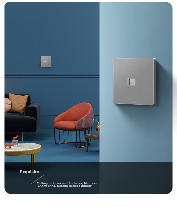 BULL Switch Socket, G12 Series Single-Port Computer Category 6 Socket G12T102B, Space Gray, Concealed Installatio 10