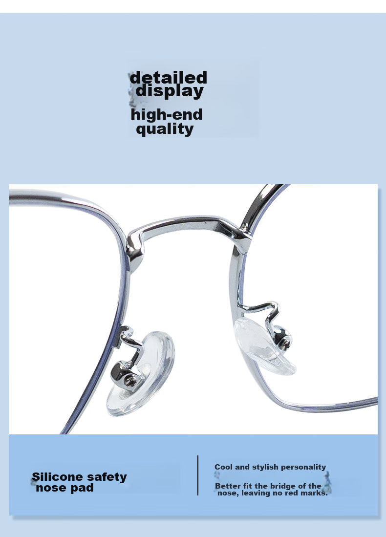 VGO Anti-Blue Light And Radiation Protection Glasses for Men And Women, Titanium Frame Non-Prescription Glasses for Online Classes, Protective Eyewear for Myopia, Frame 10077 Black Silver 6