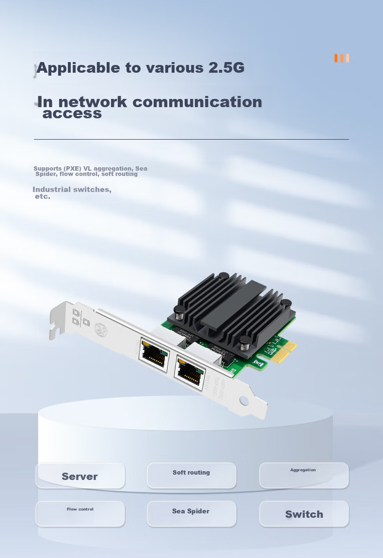 EB-LINK Intel I226 Chip PCIE to Dual 2.5G Server Network Card, 2500M Gigabit Dual-Port Network, Industrial Camera Image Acquisition Machine Visio 9