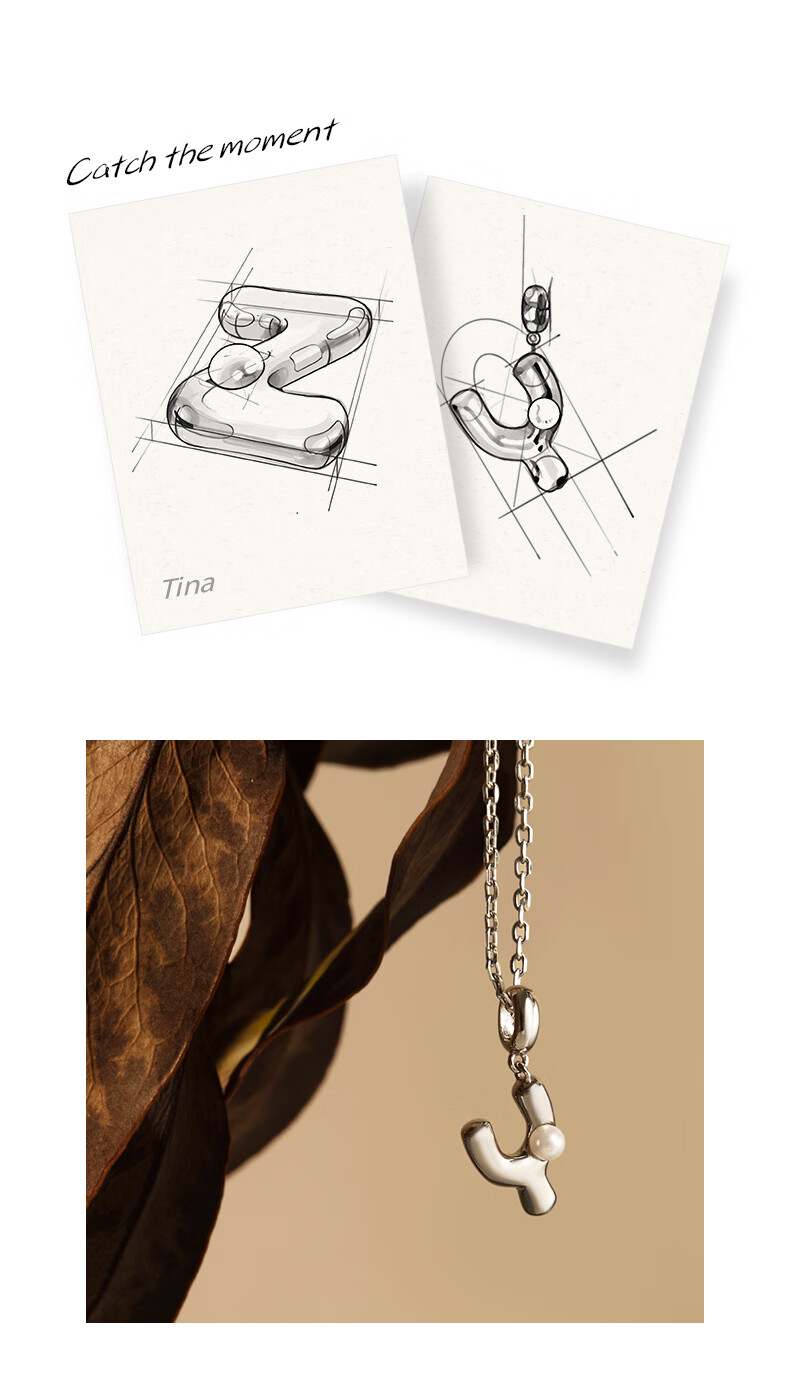 Arsis Simple Letter Pendant Necklace for Women, S925 Silver Collarbone Chain, Birthday Gift for Girlfriend, Letter M 5