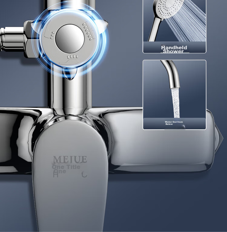 MEJUE Shower Set, High-Pressure Shower Head, Hot And Cold Brass Faucet with Mixing Valve, Bright Silver Z-5119 12