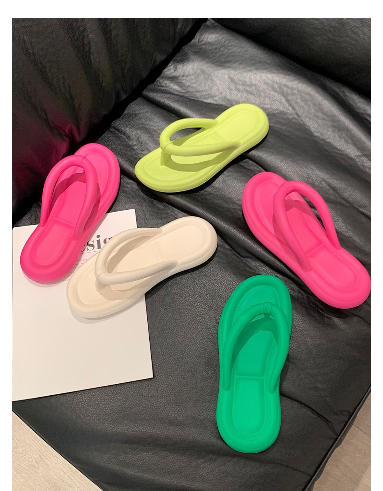IQGD Women's Flip-Flops, Casual Home Wear, Soft And Comfortable, Beach Non-Slip Slippers, E3001 White, Size 36-37 5