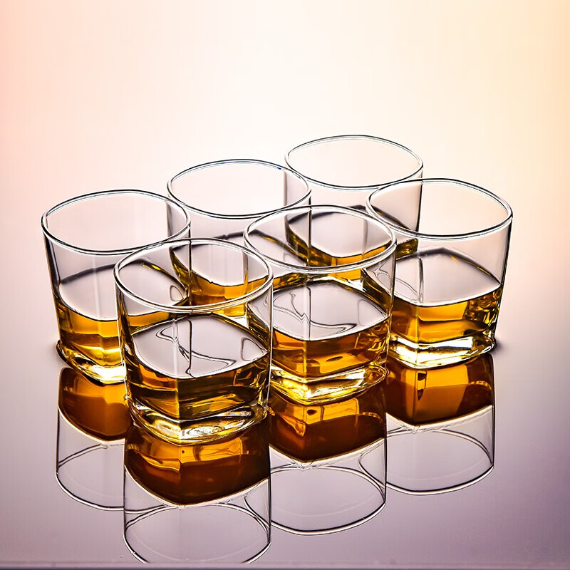 Ocean Thai Imported Glass Water Cups, Juice Cups, Milk Cups, Wine Glasses, Square Tea Cups, 295ml Set of Six