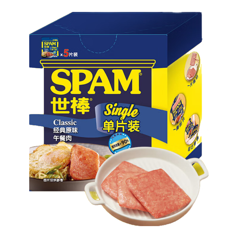 世棒（SPAM）午餐肉经典原味独立包装片装 60g*5泡面早餐火锅开袋即食露营