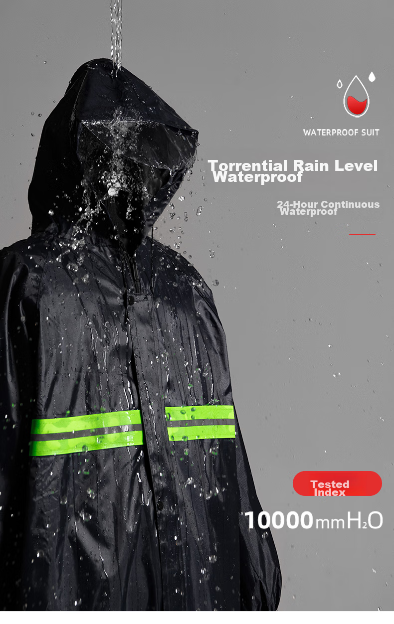 CHENLING Adult Raincoat, Long One-Piece with Brim, Security Outdoor Construction Site Safety Reflective Rainwear, One Size Fits All, Knitted Long Raincoat 1