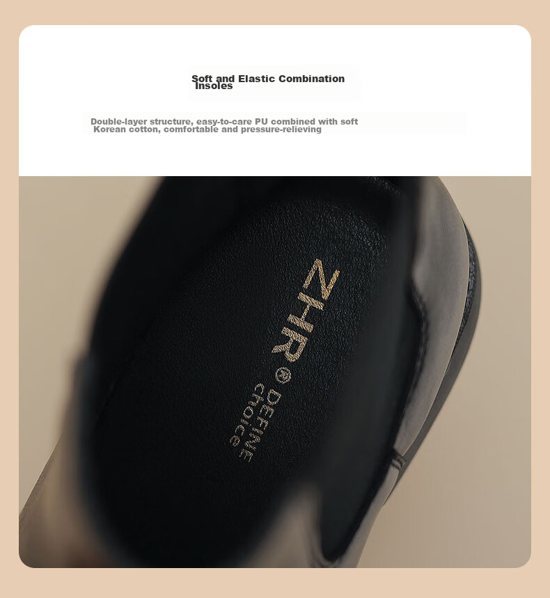 ZHR Flat Ankle Boots for Women, Autumn And Winter Simple British Style Chelsea Boots with Elastic Band, EH19 Black, Size 37 8