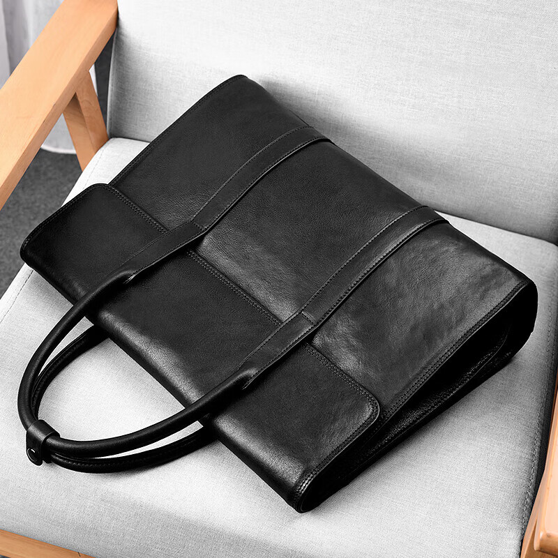 Pabojoe Business Briefcase, Men's Top-Grain Leather Handbag, Horizontal Style Large Capacity Laptop Bag for Men, Valentine's Day Gift
