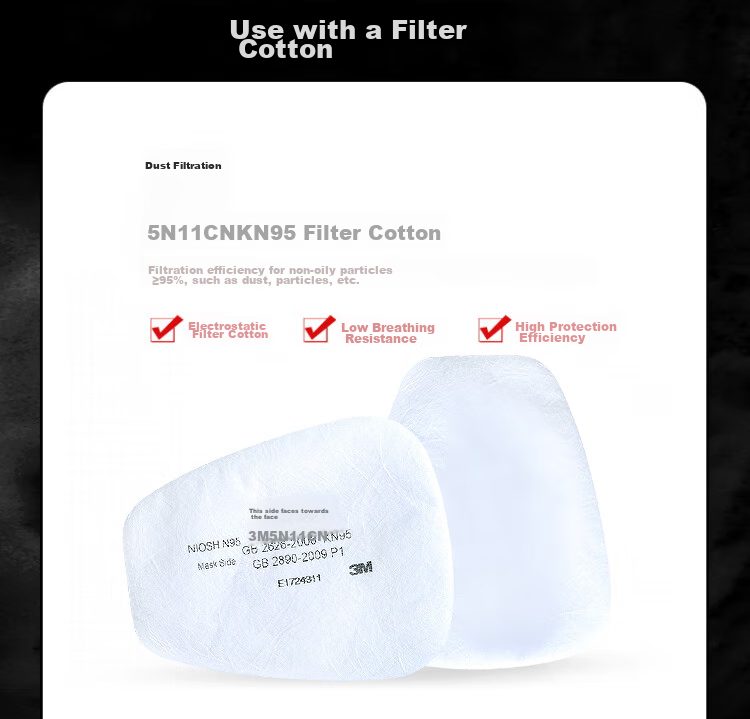 3M Gas Mask Dust Respirator for Industrial Dust, Chemical Spray Painting, Pesticide Printing, Toxic Substances Specialized 6200+6003 Firefighting Mask 13