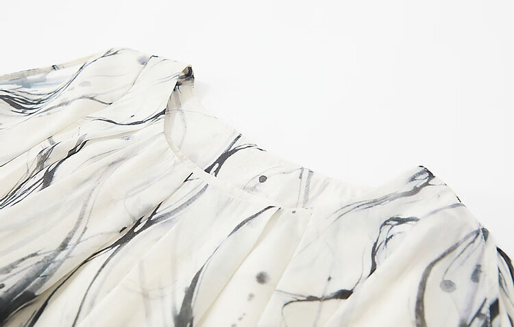Dme [In Water One Side] Summer Chinese Style New Chinese Elegant Ink Wash Print Off-Shoulder Lightweight Concealing Women's Dress 11