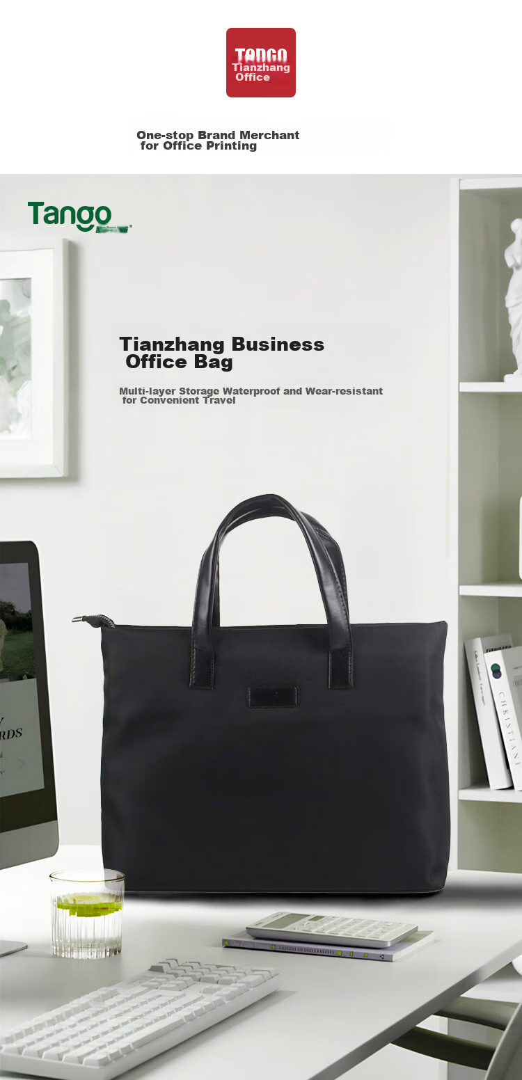 TANGO Office Handbag/conference Bag/business Bag/document Bag/laptop Bag/briefcase, Business Commute, Compartmentalized, Thickened Leather, Waterproof Bag, Black LH928 1