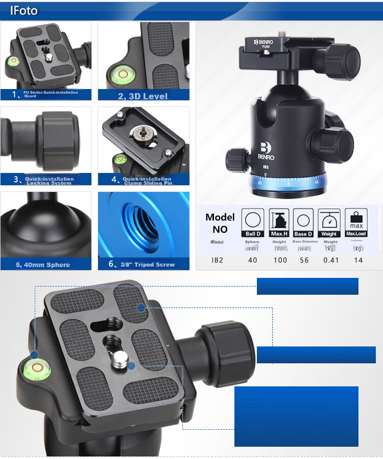 Benro Tripod IF28+, DSLR Camera Tripod for Canon And Nikon, Foldable And Convertible Monopod, Large Format Super Strong Locking, Stable Portable Ball Head Kit 2
