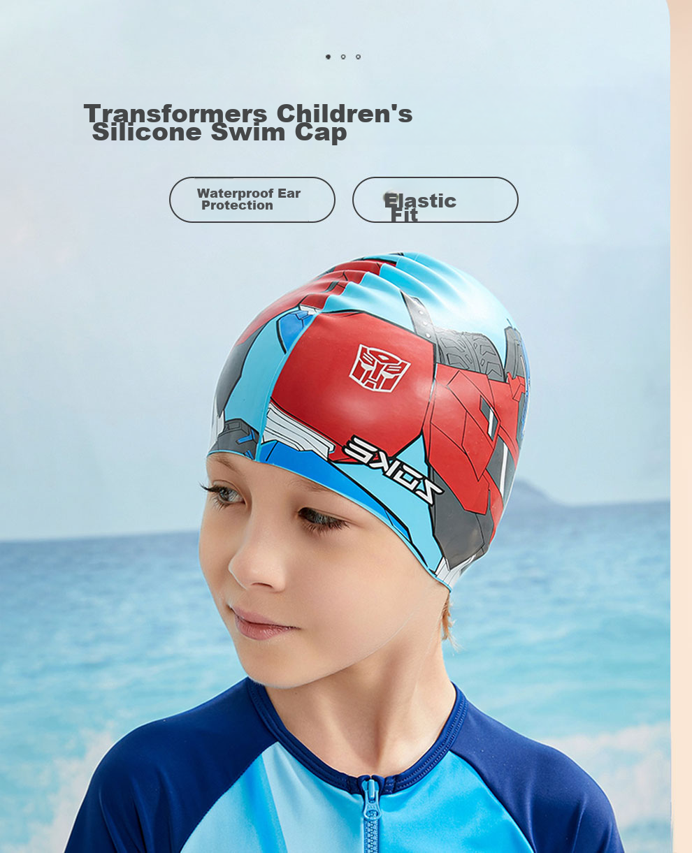ZOKE Children's Swimming Cap, Silicone Waterproof Hair Protection And Ear Protection, Anime Cartoon Transformers Style, Boys' Swimming Equipment, 621603219 2