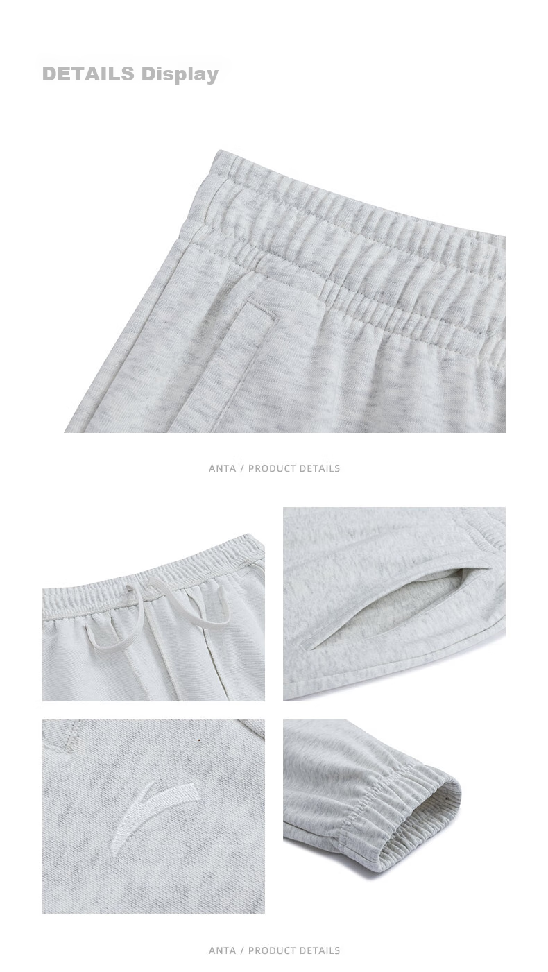 Anta Fleece Lined Jogger Pants | Knitted Women's Sports Trousers Winter New Fleece Warm Casual Elastic Cuff Sweatpants 47
