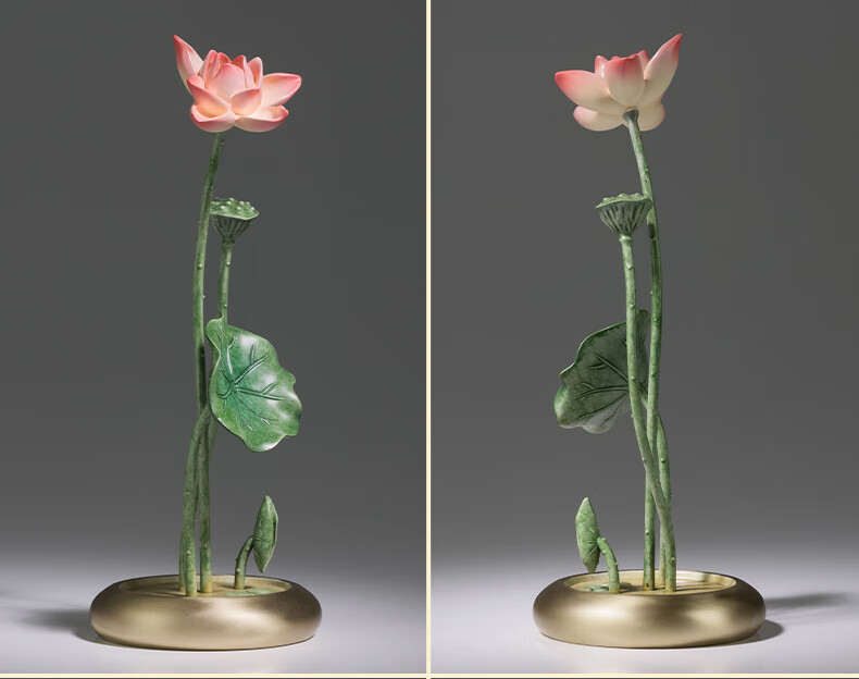 Master Tong "Spring Orchid Summer Lotus Autumn Osmanthus Winter Plum" Living Room Desktop Copper Ornament Craftwork Summer Lotus 5