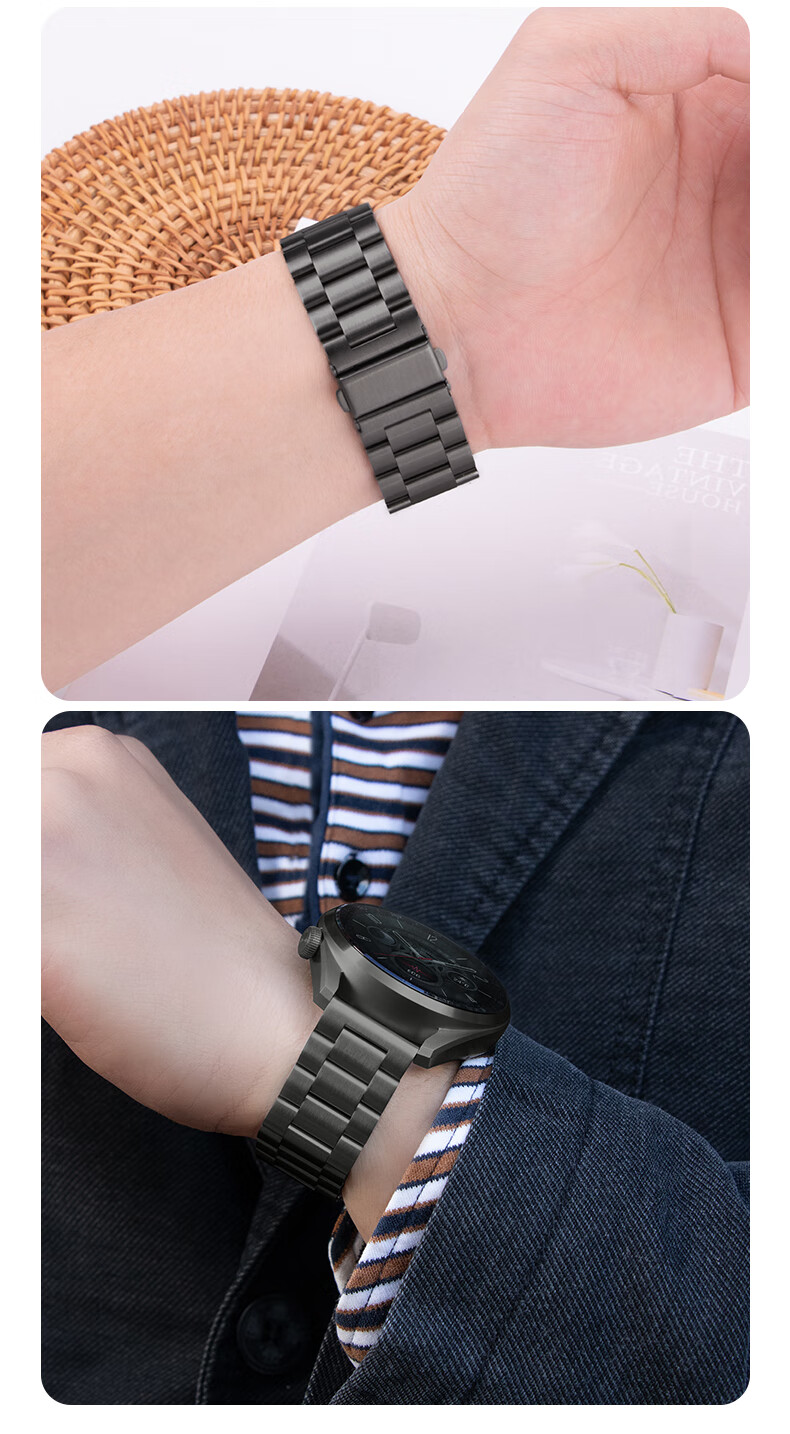 Xiaopijiang Stainless Steel Watch Band Compatible with Huawei GT6 Pro, Watch 5, Watch 4 Pro, Watch 3, GT5 Pro, GT4, GT3, GT2 Steel Link Strap 8