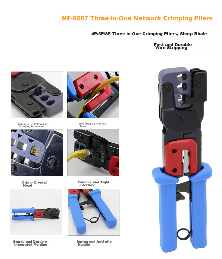 Jingmingshu NF-1206 Network Tool Kit, Network Cable Crimper, Cable Tester, Wire Stripper, RJ45 Connectors, Network Tools, Network Tool Set 13