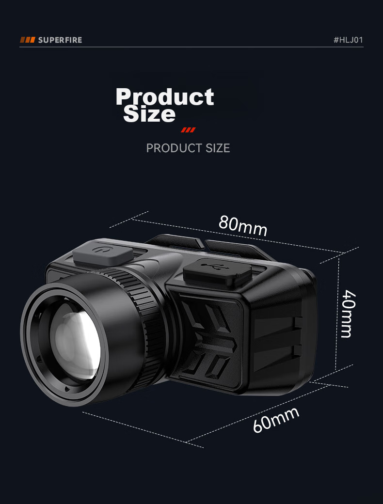 SupFire HLJ01 Flashlight, High Brightness, Rechargeable, Ultra-Bright, Compact for Home Use, Long Battery Life, Long-Range, Portable, for Cycling Lighting And Emergency Use 14