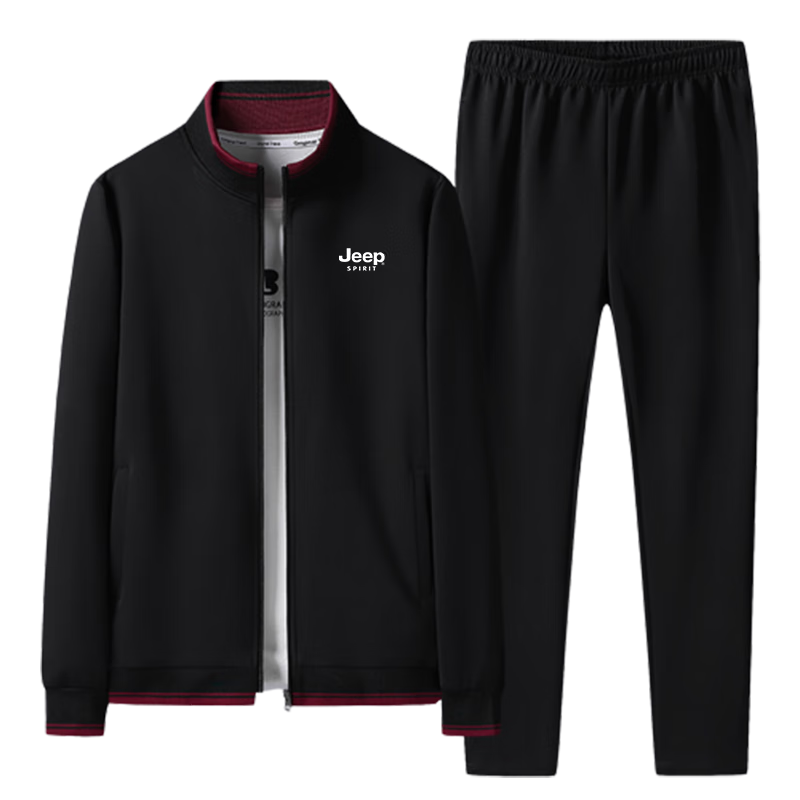 JEEP SPIRIT Men's Casual Pants, Autumn And Winter Fleece-Lined Trousers, Trendy Warm Inner Leggings, Non-Bulging Cotton Pants, Gray Straight Leg, 2XL