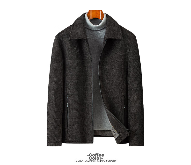 Baocaiyang Dad's Woolen Coat for Men, Spring And Autumn Thick Lapel Business Suit Jacket for Middle-Aged And Elderly 20