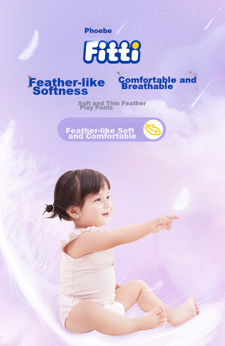 Fitti Soft And Thin Feather-Like Play Pants XXL60 (For 15kg And Above), Baby Diapers, Ultra-Thin And Dry, Suitable for Both Boys And Girls 1