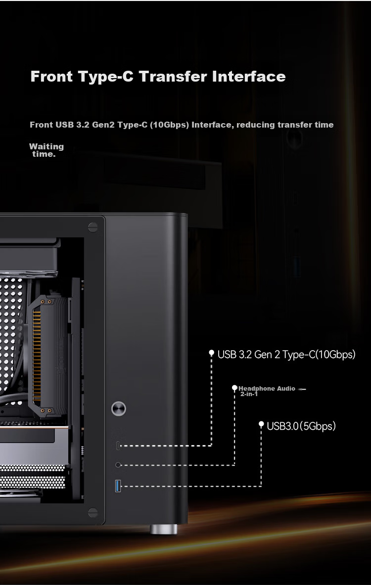 JONSBO TK-2 White, Curved Panoramic ATX Case (Aluminum Alloy Shell, Dual 360mm Radiator Support, ATX Power Supply, 9 Fan Positions, Type-C Gen2) 9