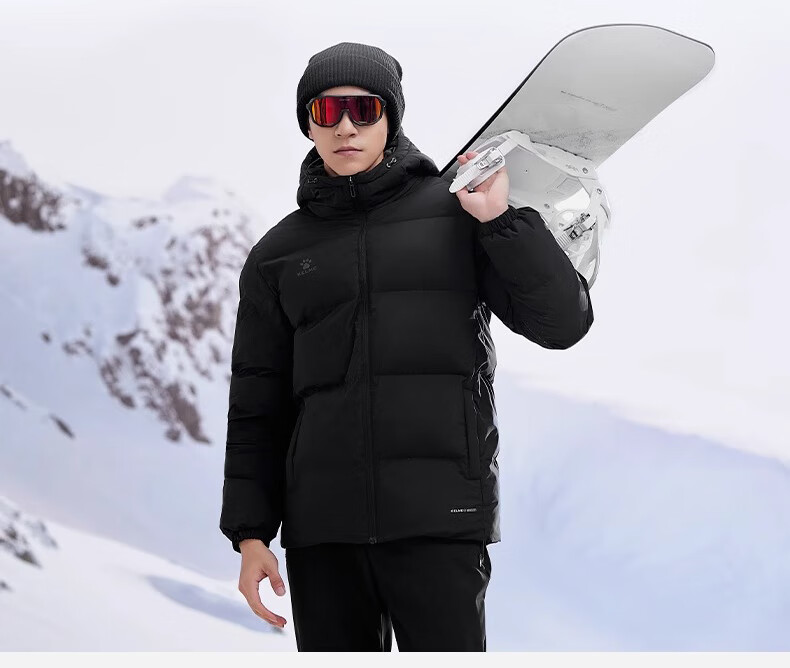KELME Sports Hooded Cotton Jacket, Winter New Style, Heat-Retaining Warm Coat, Thickened Fashionable Puffer Jacket, Onyx Black, S 3
