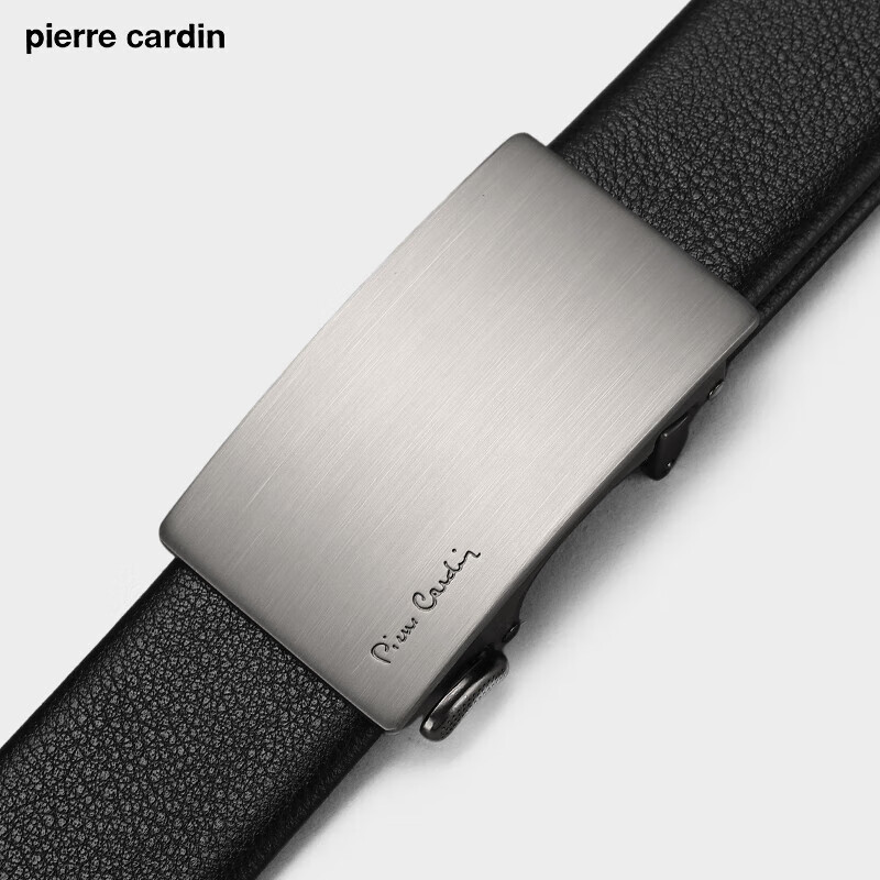 Pierre Cardin Men's Inner-Wear Leather Belt, Genuine Cowhide, Fashionable Automatic Buckle Waistband, Birthday Gift for Me