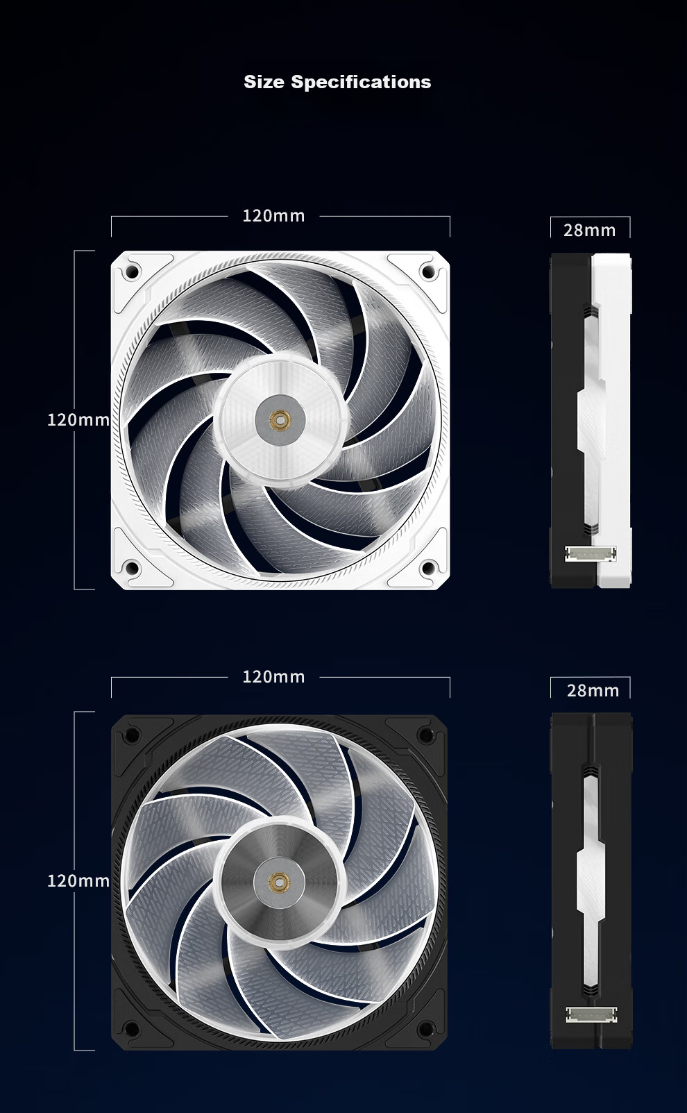 Silverstone 120mm Q120 Hamburger Fan, Black Reverse Blade Fan, Double-Layer Structure Top And Bottom, Air Outlet, PWM, ARGB, Enlarged Blade Frame 12