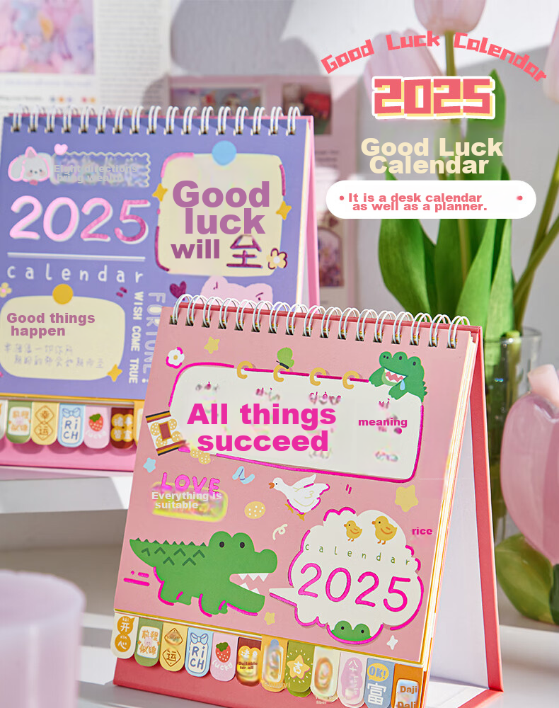 Class 3-2 2026 Creative Cartoon Lucky Desktop Calendar Small Ornament 2025 Monthly Planner Daily Countdown Memo Large Size 1