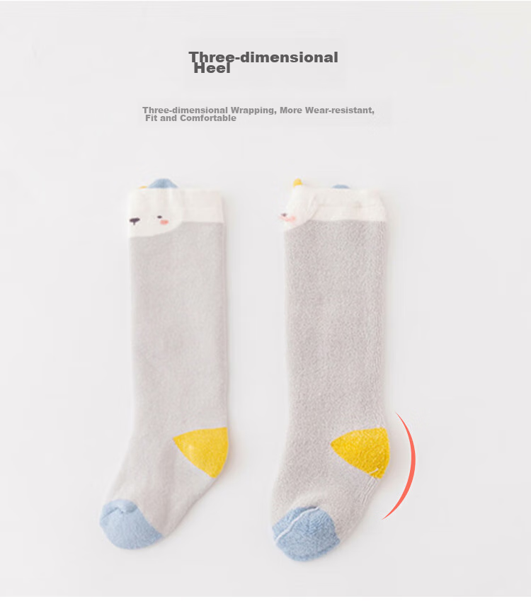 Aibaoshi Baby Socks Spring And Autumn Style, 0-1 Year Old Infant Over-Knee Long Socks, Newborn Socks, Size S, 3 Pairs Pack, Animal Pattern S569 7