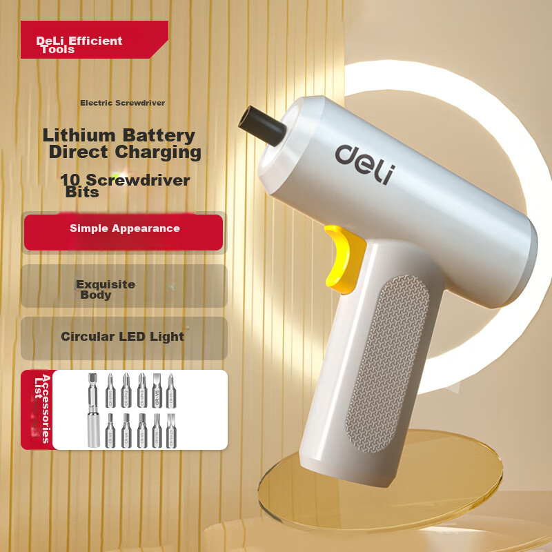 Deli Simple Home-Style 3.6V Cordless Electric Screwdriver, Electric Drill, And Screwdriver for Household Use