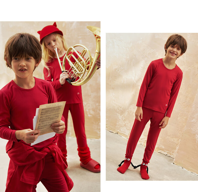 Aimer Kids Thermal Underwear Red Gift Box, Boys' Zodiac Year Little Warm Socks And Underpants, Men's Size 170 12