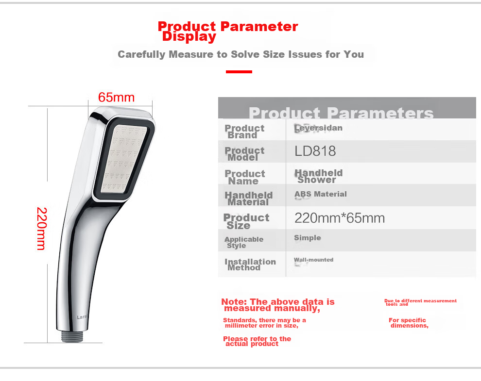 Larsd Shower Head, Handheld Shower Head, High-Pressure Water-Saving Shower Head, Shower Set Accessories LD818 7