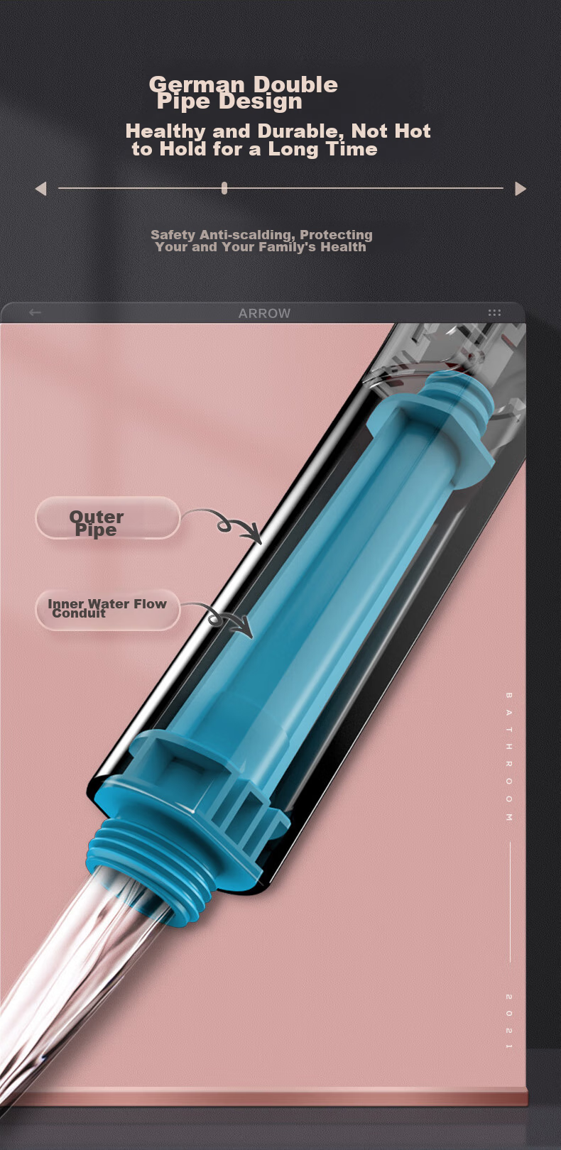 ARROW Self-Cleaning Pressure-Boosting Handheld Shower Head AE5893CP 11