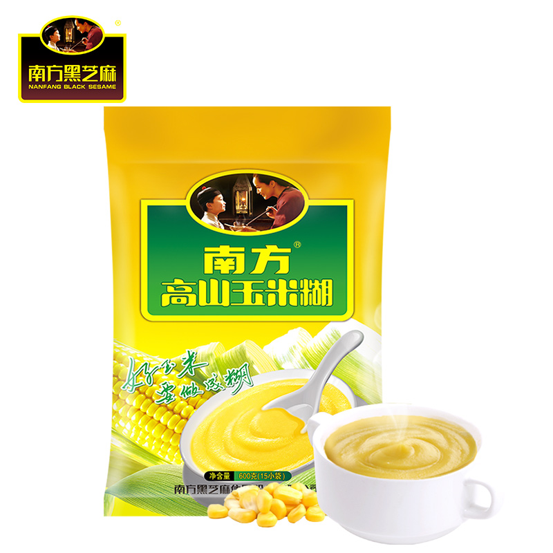 南方黑芝麻高山玉米糊600g 营养早餐食品 冲饮即食玉米糊