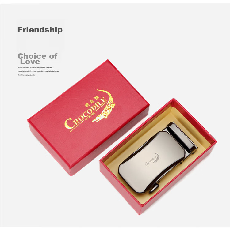 CROCODILE Valentine's Day Gift for Men, Single Automatic Buckle, No Strap, Alloy Leather Belt Buckle with Card Slot, Wearable K 5