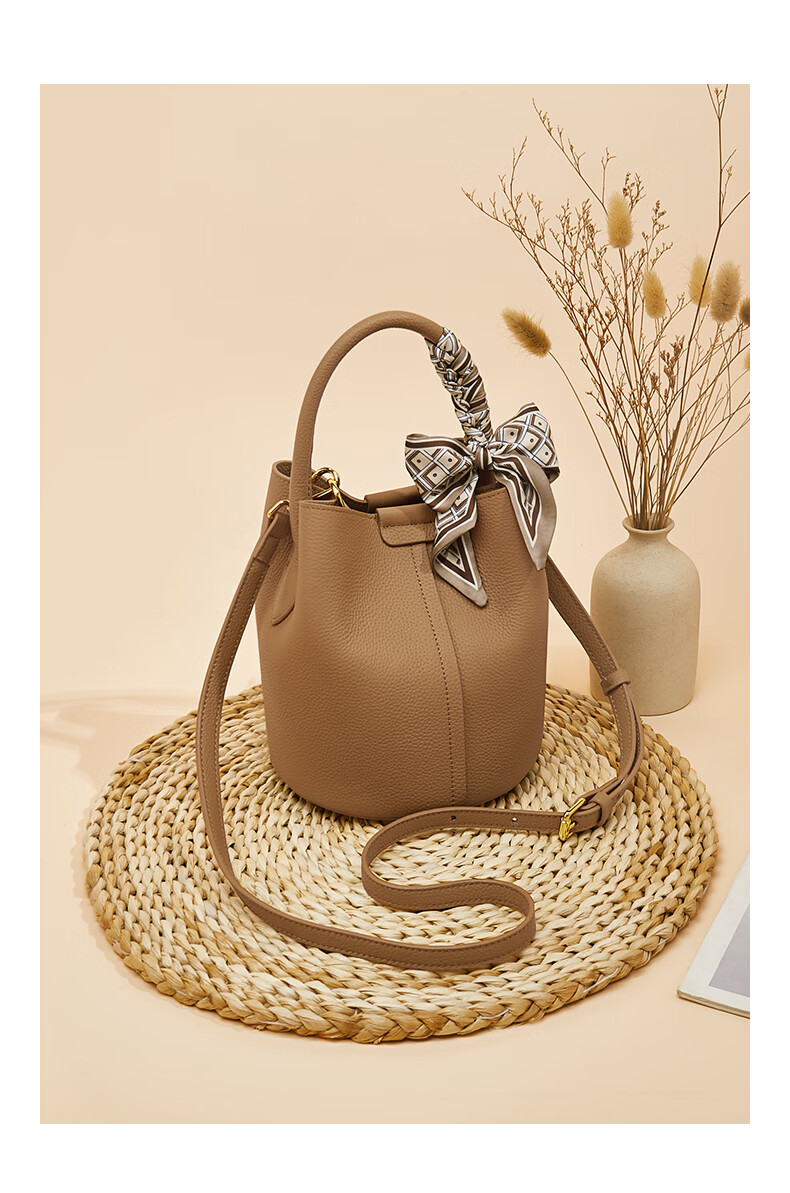 FOXER Genuine Cowhide Women's Large Capacity Bucket Bag Handbag Shoulder Crossbody Bag Christmas Gift for Girlfriend 4