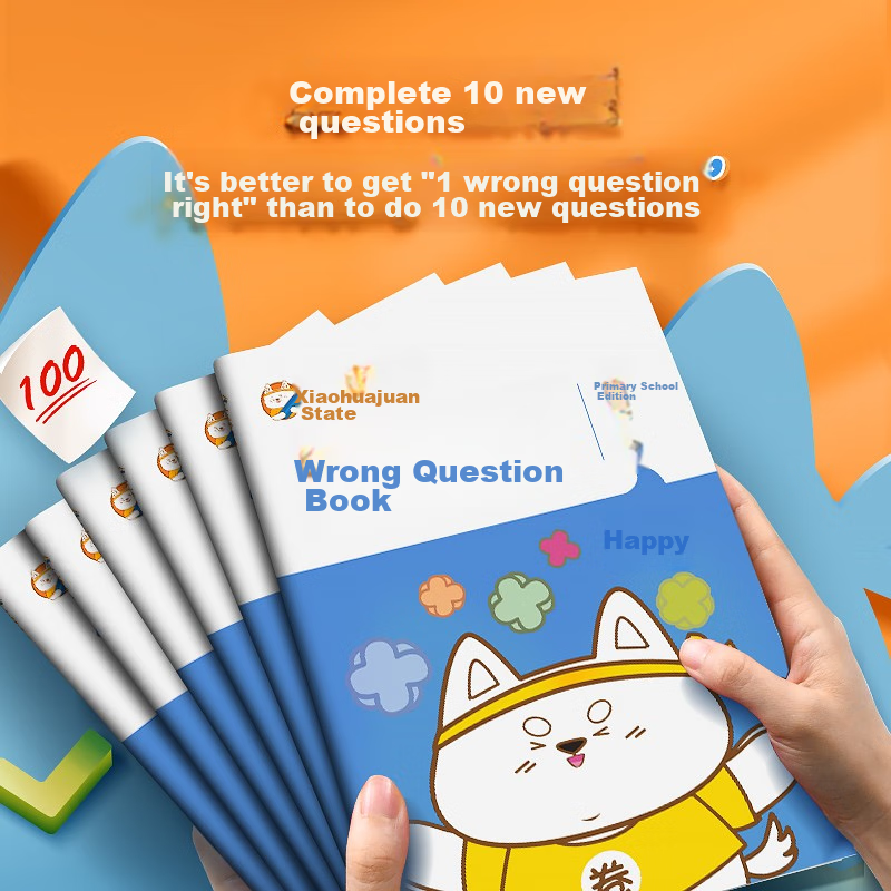 Huaxiawanjuan B5/64-Page Elementary School Homework Notebook, Memo Pad, Chinese Math English Error Correction Book, Universal Error Correction Notebook for Review And Mistake Collectio
