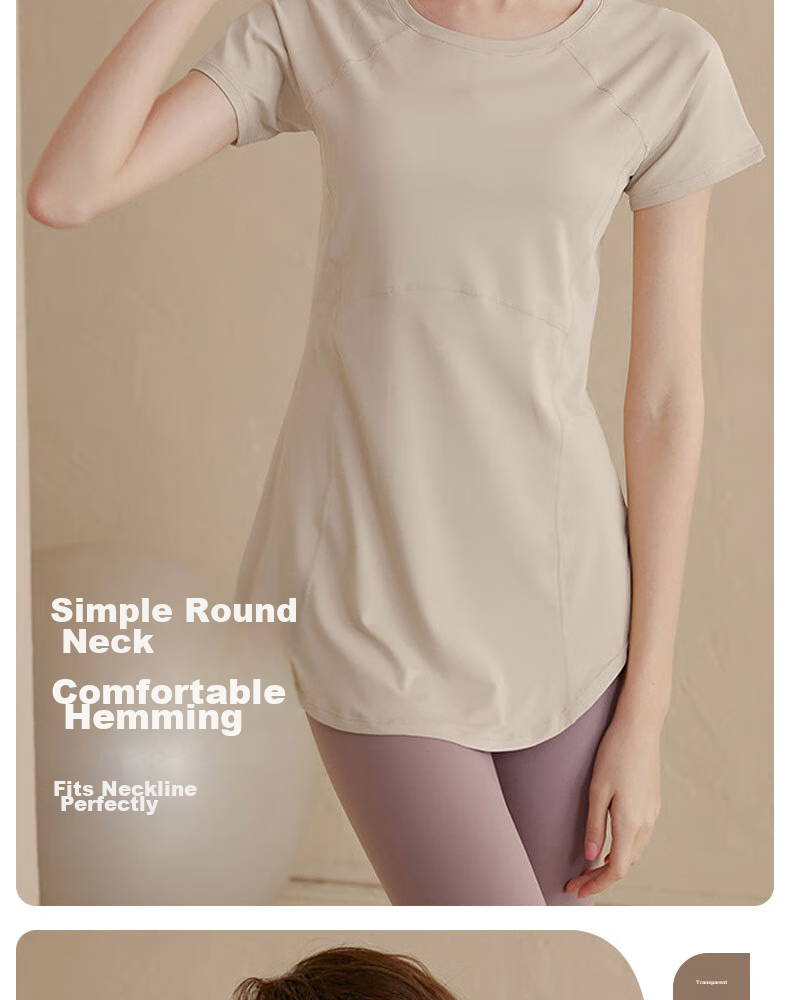 XUEXIMAN Yoga Wear Sports Top for Women, Summer Quick-Dry Short-Sleeve T-Shirt, Mid-Length, Hip-Covering, Slimming, Breathable, for Running And Fitness 5