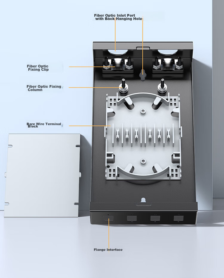 Shengwei Fiber Optic Terminal Box, 8 Ports 8 Cores Single-Mode SC Fully Equipped Pigtail Flange Plate, Desktop Fiber Optic Fusion Splice Box, Fiber Optic Splice Tray Wiring Rack, FWBO-188S 8