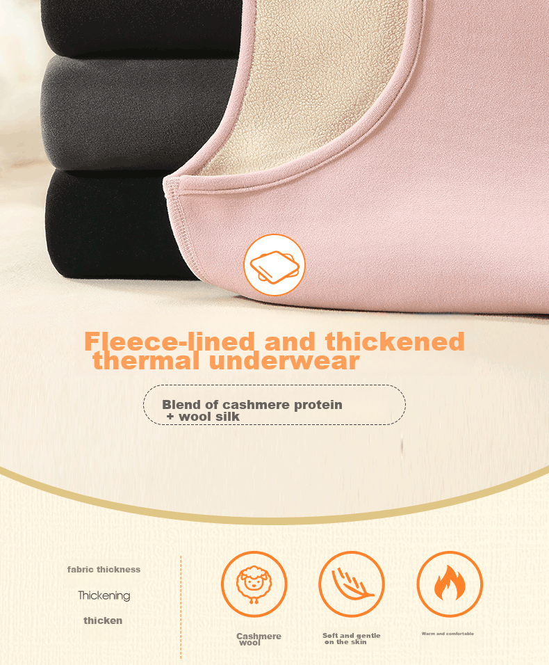 LangSha Women's Thermal Underwear, Fleece-Lined And Thickened, Autumn And Winter Base Layer, Cotton Sweater, Slim-Fit Top And Bottom Set 4