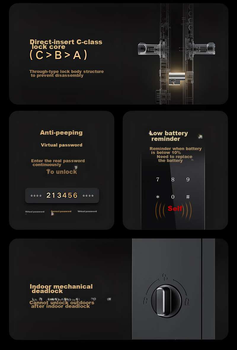 Juexiang Smart Door Lock, Password And Fingerprint Lock, Semi-Automatic Anti-Theft Lock for Homestays And Apartments, Wooden Entrance Doors, Home Electronic Lock, B50 14
