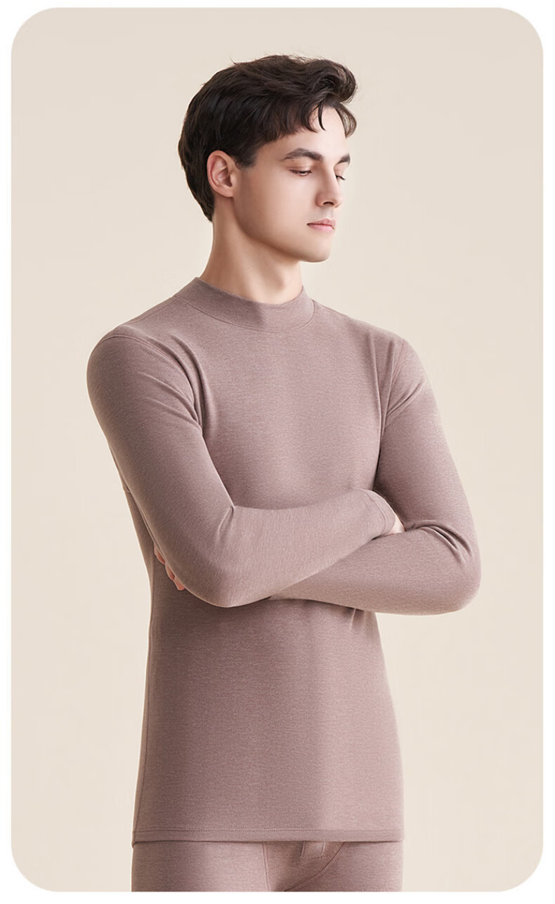 LangSha Men's Wool And Silk Blend Sweater [2026 Autumn/Winter New Arrival], Base Layer, Warm Top, 7A Antibacterial, Fleece-Lined, Heat-Generating 20