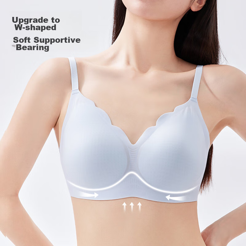 京东京造云感软支撑冰丝背扣果冻条聚拢内衣女文胸天空蓝M