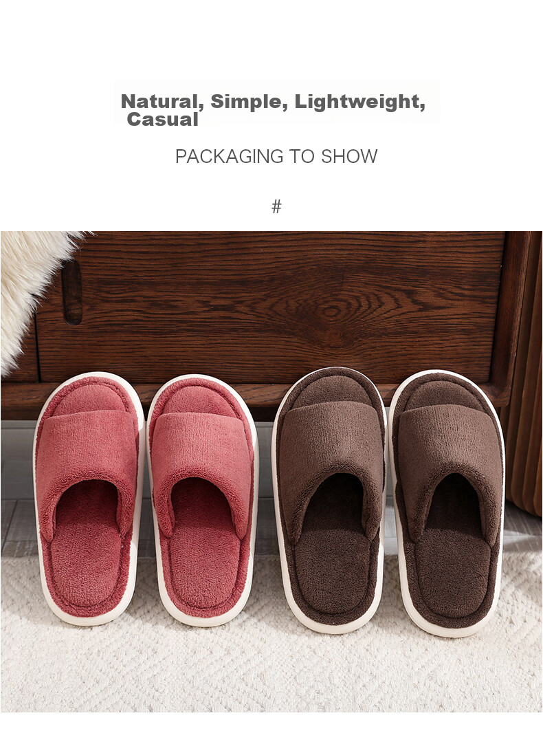 GUOLUOFEI Japanese-Style Wooden Floor Opening Cotton Slippers for Women And Men, Soft Sole Spring Autumn Home Use All Seasons Couple's Slippers Beige 40-41 13
