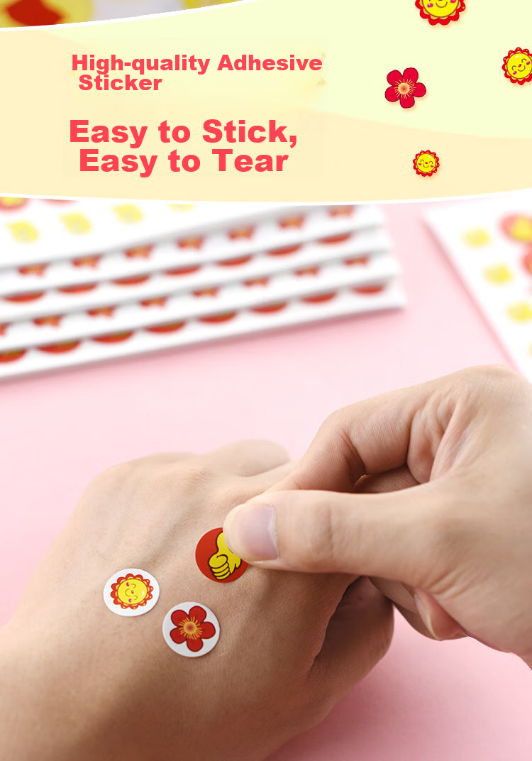 Yuhe Reward Stickers, Praise Stickers for Primary School And Kindergarten Students, Self-Adhesive Small Stickers, Red Flower Thumb Smiley Face Journal Stickers, Children's Prizes, 50 Pieces, Mixed Assortment Pack 5207 8
