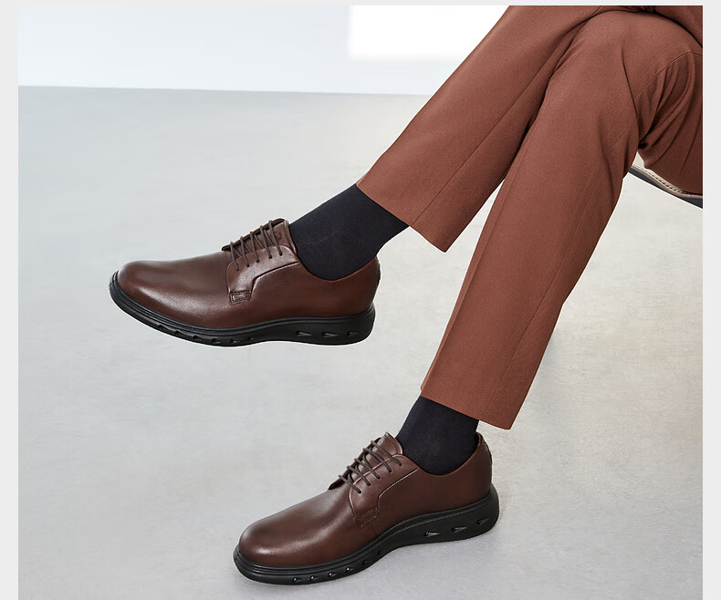 ECCO Derby Shoes, Cowhide Height-Increasing Casual Formal Leather Shoes, Hybrid Waterproof Series 524704, Cocoa Brown, Size 45 HL 8
